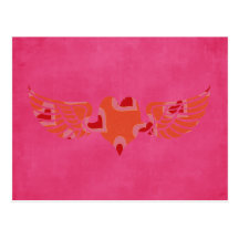 elegant winged heart postcard