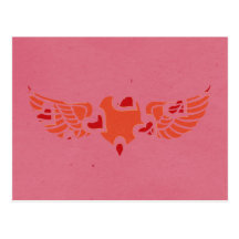 elegant winged heart postcards