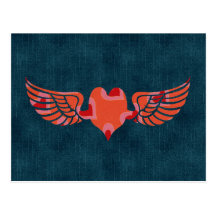 elegant winged heart postcards