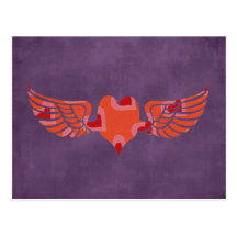 elegant winged heart postcards