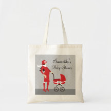 Elegant Winter Grey and Red Baby Shower Canvas Bag