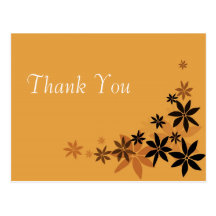 Elegant yellow  floral wedding thank you postcard.