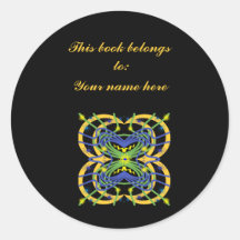 Elemental Abstract Bookplate Sticker