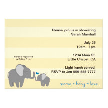 Elephant Baby & Mum Shower Invite Yellow