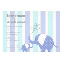 Elephant Baby Shower - Blue Personalised Invite
