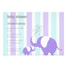 Elephant Baby Shower - Purple Personalised Invitations