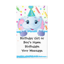 Elephant Birthday Memento Canvas Print