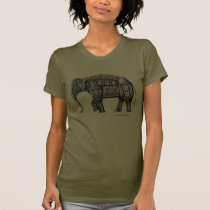Elephant Building pen ink drawing t-shirts