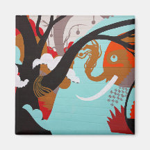 Elephant Graffiti Refrigerator Magnet
