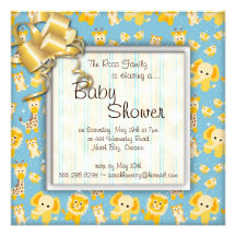 Elephant Lion Giraffe Wild Animals Baby Shower Personalized Announcement