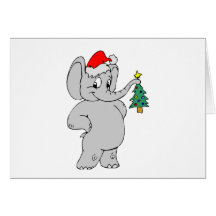 Elephant (Santa Hat) Greeting Cards