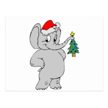 Elephant (Santa Hat) Post Card