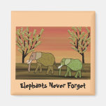 Elephant Sunset Magnet