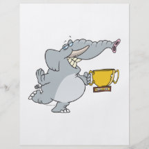 elephant with winner trophy cartoon full color flyer