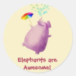 Elephants are Awesome Round Stickers