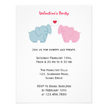 Elephants In Love Valentine's Day Personalized Invite