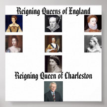 Elizabeth I, Elizabeth II, Lady Jane Grey, Mary... Print
