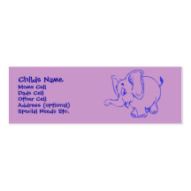 Ellie Elephant Child I.D. Business Cards