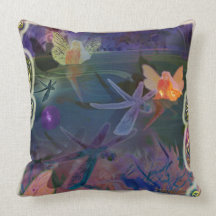 elves with dragonflies throw pillow