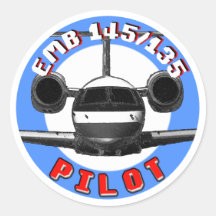 EMB 145 pilot Round Stickers