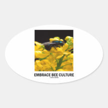 Embrace Bee Culture (Bee On Barberry Flower) Oval Stickers