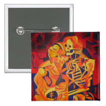 Embracing Death at Halloween Pinback Buttons