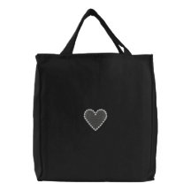 Embroidered Heart With Heart Border Canvas Bag