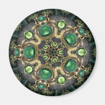 Emerald and Gold Kaleidoscope Magnet