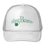 Emerald Green and White Shamrock Ring Bearer Cap Trucker Hats