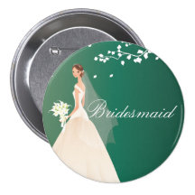 Emerald Green Bride Bridesmaid Bride Party Button