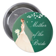 Emerald Green Bride MOB Bridal Party  Button