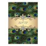 Emerald Green Gold Royal Indian Peacock RSVP Invitation