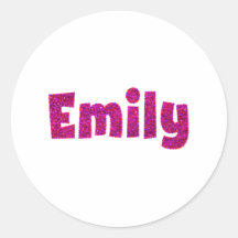 Emily Pink Glitter Round Stickers