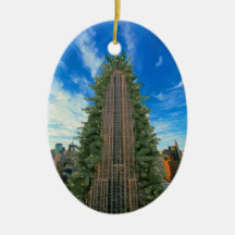 Empire State Building Morphed to Xmas Tree Christmas Tree Ornament