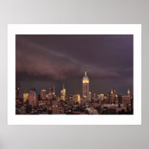 Empire State Building, shark-like cloud approaches Poster