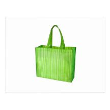 Empty green reusable grocery bag post card