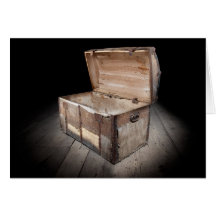 Empty treasure chest greeting card