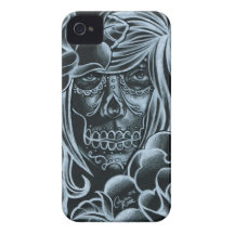 Enamoured Day of the Dead Sugar Skull Girl iPhone 4 Case-Mate Case