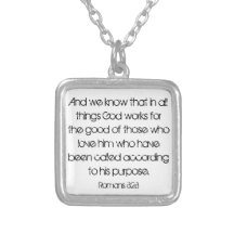 Encouragement bible verse Romans 8:28 necklace