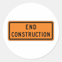 End Construction Street Sign Stickers