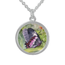 Endangered Tropical Butterflies Fine Art Custom Necklace