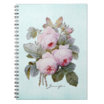 English Bourbon Rose Redoute Floral Personalised Spiral Notebook