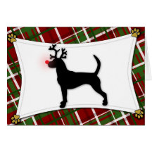 English Foxhound Reindeer Christmas Card