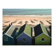 English seaside beach huts original photo poster
