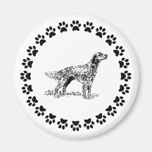 English Setter with Pawprints Magnet