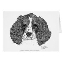 English Springer Spaniel Puppy Pen and Ink Card