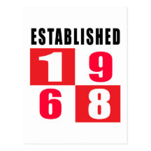 Established 1968 Birthday Designs Postcard