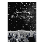 Etched NYC Skyline #2 Black Wht Hrt Bachelorette V invitations