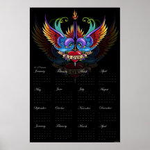 Eternal Love Rainbow Swallow Tattoo 2012 Calendar Print