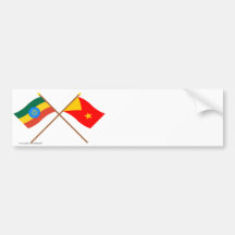 Ethiopia and Tigray Crossed Flags Bumper Stickers